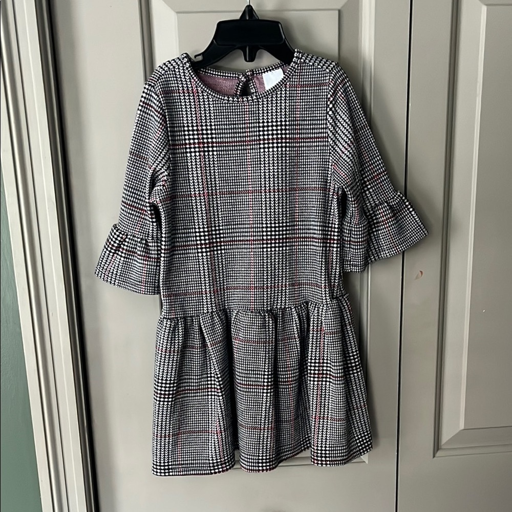 Stylish Kids Dress in Black and White Checkered Pattern